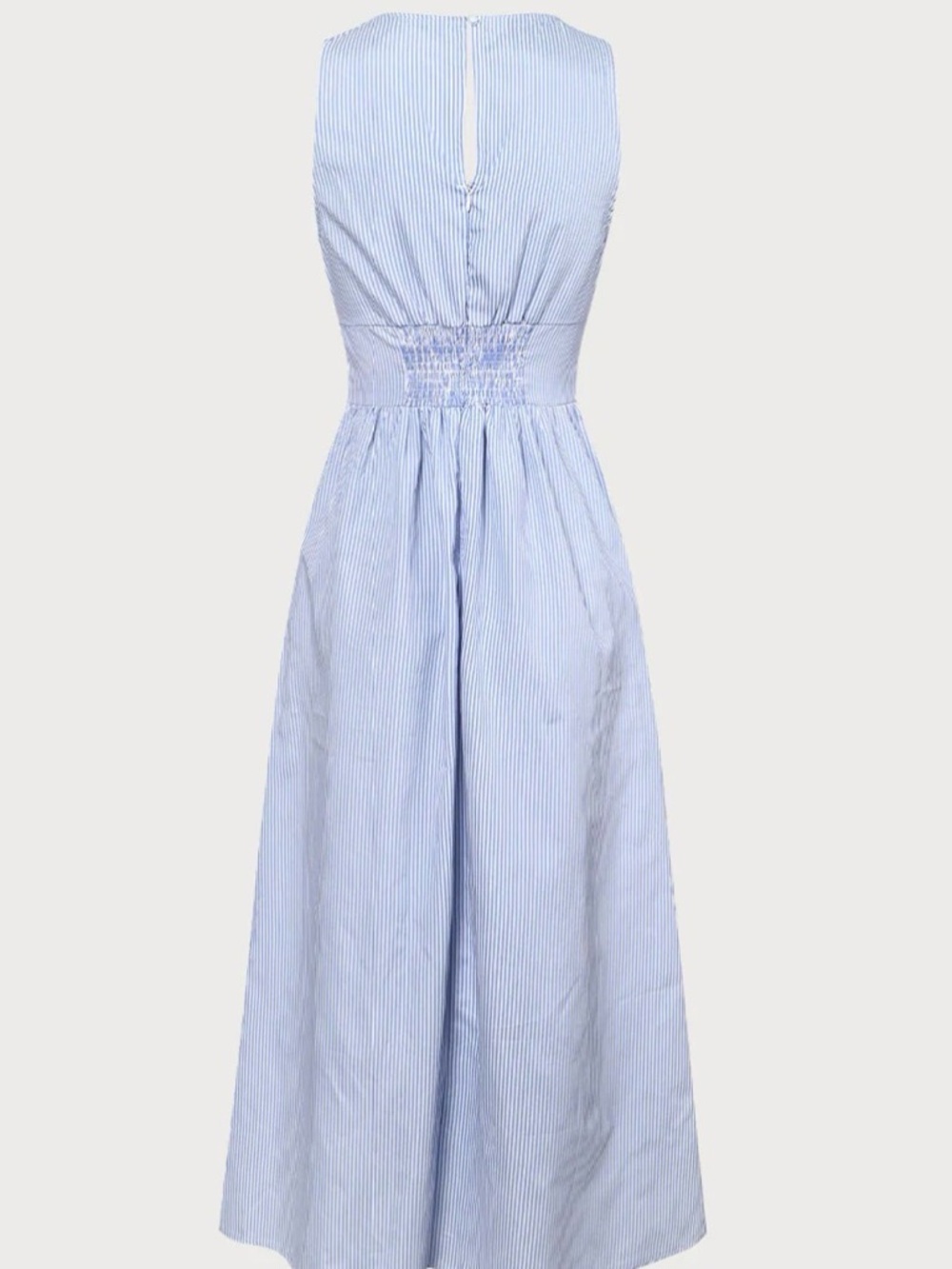 RIHOAS Light Blue and White Striped Maxi Dress with Tie Front - Picture 4 of 4